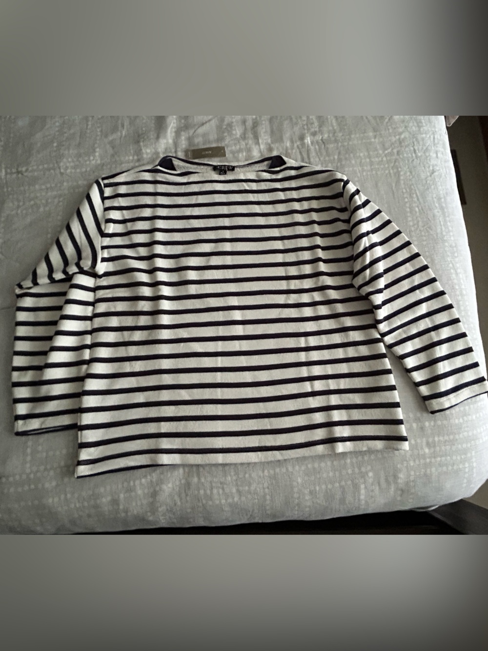 J. Crew Heritage Terry Boatneck Sweatshirt - Ivory & Navy - Sz S - NWT